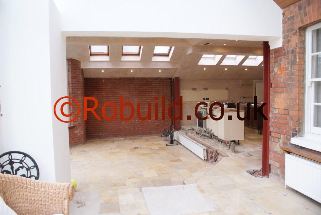 L shaped kitchen extension skylights roof lights
