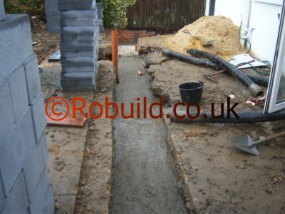 Footings with concrete 