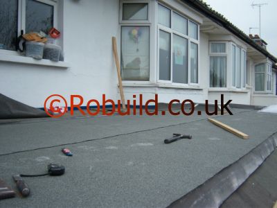 Kitchen extension, bitumen flat roof 