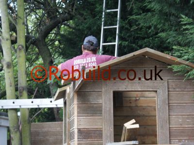 Building a tree house for children in the garden 