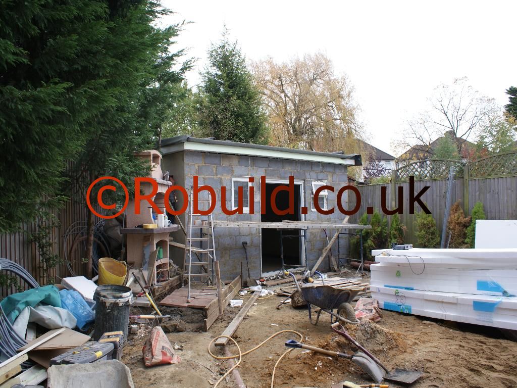 outdoor room being built by builders london